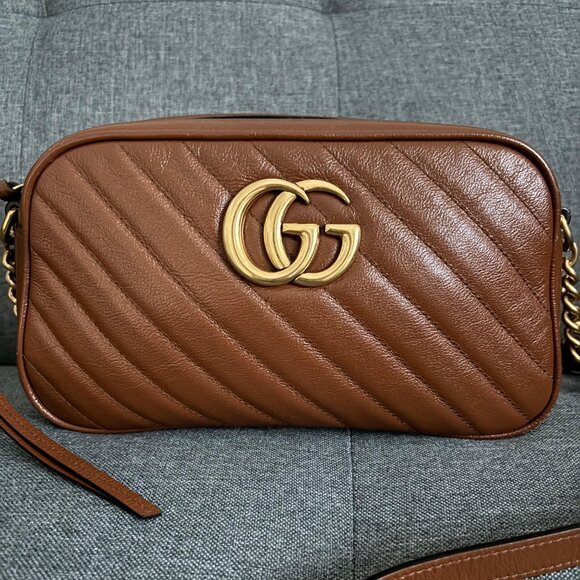 Gucci GG Small Marmont Matelasse Shoulder Bag in Brown - Picture 7 of 12